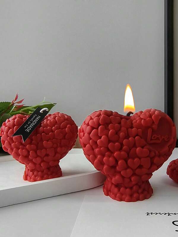 1pc Silicone Heart Shaped Candle Mold, Floral Pattern, Asymmetrical Shape, Suitable For DIY Scented Candles, Valentine's Day Gift Box Decor, Holiday Souvenir Silicone Mold