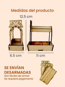 Set 5 mini trajineras Canasta Decorativa de Madera Multiusos para Celebraciones, Fiestas, Decoración de Mesa, Dulces, Regalos y Eventos Especiales - Café integral - Ver 2