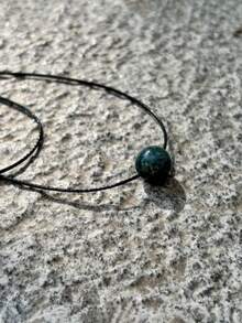1pc Healing Crystal Necklace, Jade Necklace, Single Gemstone Necklace, Handmade Jewelry, Elegant Necklace, Daily Wear Necklace, Affordable Gift - Dark Green - View 3