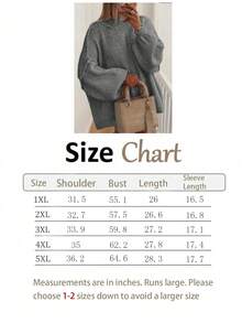 Plus SizeWomen's Autumn And Plus Size Winter Fashion Casual Plus Size Solid Color Round Neck Drop Shoulder Long Sleeve Sweater Pullover