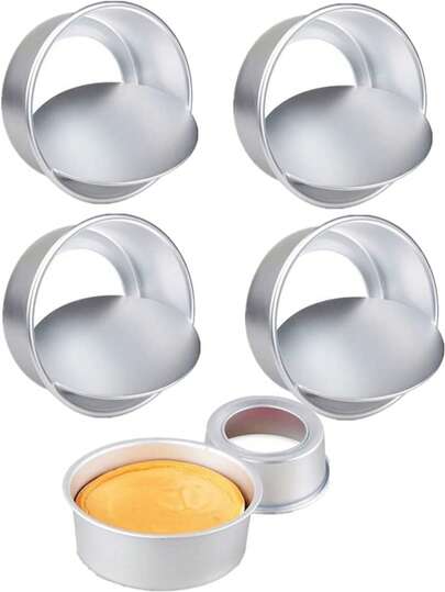 1 Pack Non-Stick Deep Aluminum Round Cake Pan With Removable Bottom,Mini Cake Pan, Round Aluminum Cake Pan, Used For Family Gatherings To Bake Mini Cake Pizza, Quiche (2/4/6/8 Inch)