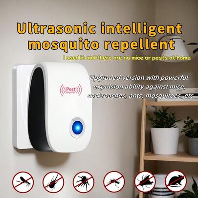 Repelente de plagas inteligente de conversión de frecuencia ultrasónica, control de plagas físico, ahorro de energía, bajo nivel de ruido, eficaz contra diversas plagas, adecuado para el hogar, la cocina, la oficina, el hotel, el almacén, plagas interiores, repelente de mosquitos y roedores, repelente de plagas ultrasónico, conversión de frecuencia inteligente, control de plagas físico, bajo nivel de ruido y ahorro de energía, eficaz contra mosquitos/roedores/cucarachas, adecuado para espacios interiores, repelente de plagas para el hogar
