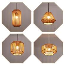 Lámpara de araña vintage de mesa - Φ16 Lámpara de araña vintage de estilo bohemio de una sola luz para comedor, diseño de ratán con casquillo E27, apta para comedor, dormitorio, sala de estar, pasillo, cocina/Sin fuente de luz