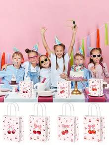 1/6/12 piezas Bolsas de regalo con diseño de cereza, bolsas de regalo con asas, bolsas de obsequio para fiestas, dulces, aperitivos y golosinas para niñas, cumpleaños, bodas, baby shower, primavera y verano (estilo aleatorio)