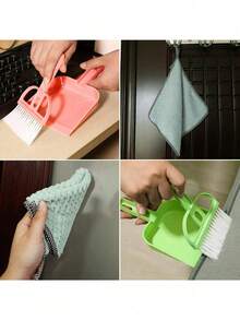 Mini Desktop Broom And Dustpan Set Handheld Pet Window Sill Keyboard Cleaning Plastic Small Shovel Durable Dustpan - Blue - View 2