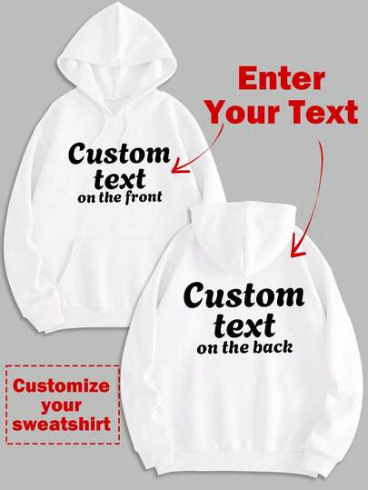 Áo nỉ nữ có mũ trùm đầu và túi, thiết kế theo yêu cầu - Tùy chỉnh mặt trước và mặt sau của áo, thêm văn bản của riêng bạn, chọn màu sắc và kiểu chữ, làm quà tặng cho bạn gái, gia đình hoặc chính bạn. Có thể dùng cho các dịp kỷ niệm, sinh nhật, ngày lễ, v.v. Màu trắng, thích hợp mặc đi tập gym.