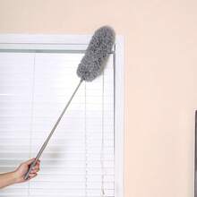Hershii - Plumero de microfibra con barra de extensión herramienta de limpieza para el hogar con cabeza flexible y largo para ventilador de techo alto, pared, muebles, persianas, coche, longitud - Cabezal de repuesto pequeño+1 - Ver 4