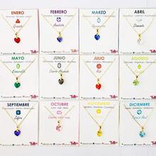 TUTTI JOYERIA ARTESANAL - Collar Piedra del Mes - Birthstone Necklace - Regalo Cumpleaños - Collar del mes con Cristal Austriaco (Corazón, Plomo (Junio)) - Tornasol (Abril) - Ver 2
