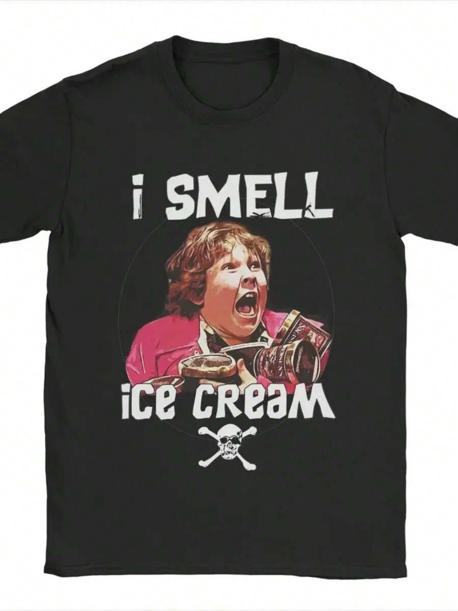 I Smell Ice Cream Chunk Goonies Men T Shirts Creative Tee Shirt Short Sleeve Crew Neck T-Shirt Pure Cotton 4XL 5XL Tops - 黑色 - 查看 1