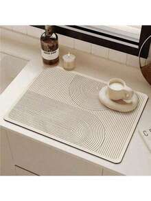 40*60/30*50 Striped Dish Drying Mat Set, Non-Slip Kitchen Countertop Mat Set, Absorbent Quick-Dry Placemat Set, Suitable For Sink And Countertop, Also Suitable For Dish Rack - Oval Wood - View 17