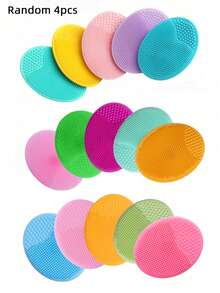 4 piezas/2 piezas/1 pieza Cepillo facial de limpieza de silicona pequeño, cepillo de champú para bebé, eliminador de puntos negros, cepillo suave redondo para lavar el cabello (color aleatorio)
