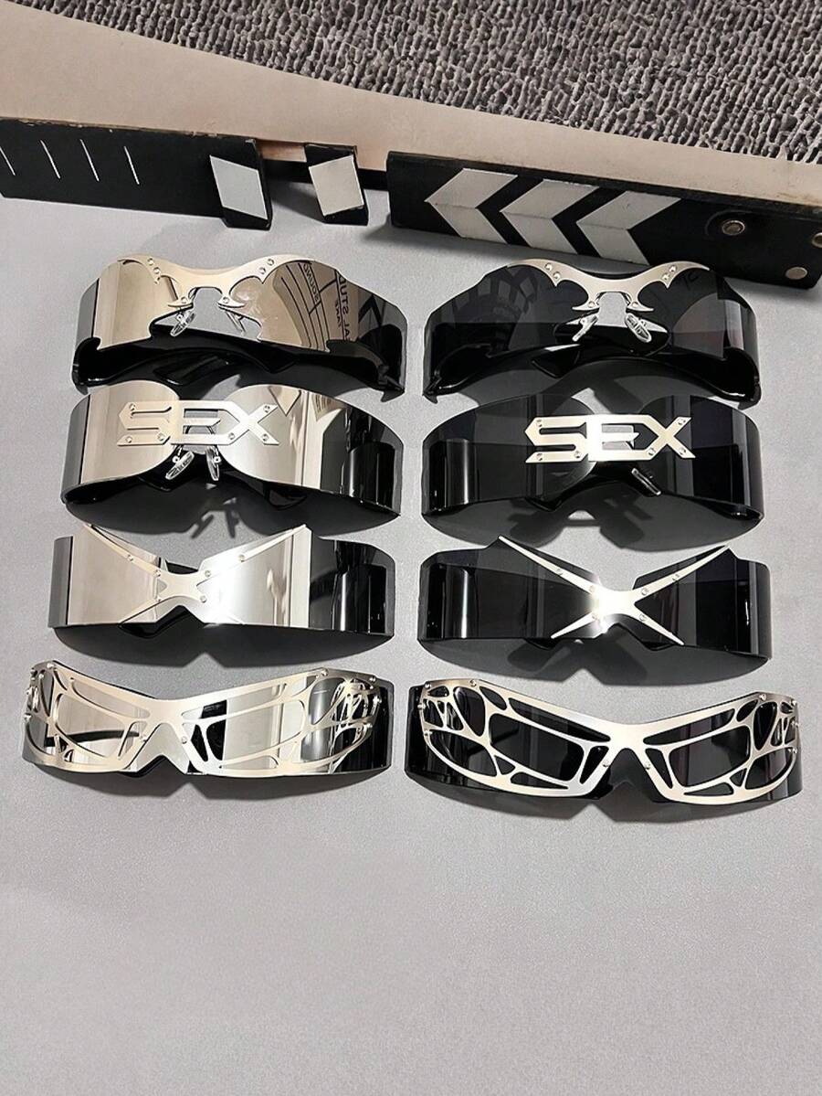 女士和男士未来派赛博朋克风格 Y2K 眼镜，配有一体式镜片 - 时尚眼镜、时尚眼镜和装饰眼镜，适合舞会、万圣节，适合男士和女士 - 彩色 - 查看 1