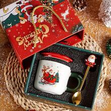 1pc 2025 Christmas Cup, Creative Christmas Cup With Lid & Spoon, Practical & Fashionable Gift, Christmas Decor, High-Quality Christmas Ambiance, Suitable For Breakfast, Oatmeal, Coffee, Large Capacity