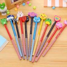 Cartoon Cute Pencil With Eraser, Creative Children's Pencil, Elementary Student Writing Pen, Student Creative Gift - Multicolor - View 4