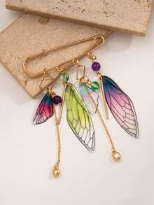 1 chiếc trâm cài áo hình cánh chim nhiều màu sắc sáng tạo, trang sức thời trang dành cho nữ, thích hợp để đeo hàng ngày - Nhiều màu - Xem 5