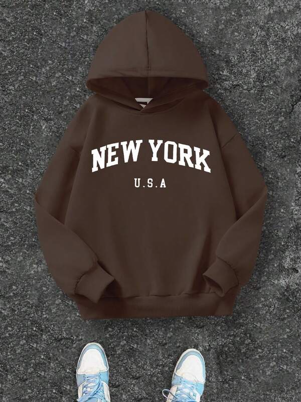 Teen Boy Letter Printed Patterns, Casual Hooded Sweatshirt, Suitable For Autumn And Winter Seasons, Travel, Party And School Matching Suitable For Daily Wear, Graduation, Homecoming, Graduation Ceremony, Teacher, Homecoming, Party, Travel Pullover, Children's Clothes Girls, Girls' Clothes