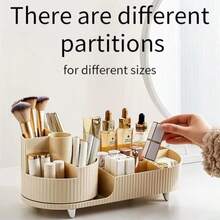 XL Large Make Up Organiser Cosmetic Vanity Case Box 2 Drawers Skincare Storage - Green + Brush Holder - View 8