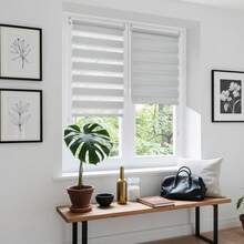 Zebra Blinds For Windows Pull Down Roller Window Shades Dual Layer Light Filtering Privacy For Day And Night, Corded Door Shades For Home Easy To Install - Grey - View 6