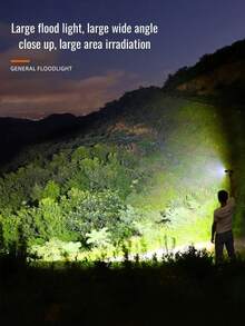 Lanterna potente de 18650-1200mAh, equipada com display digital, 3 modos de iluminação e zoom ajustável, iluminação de emergência externa ultrabrilhante recarregável, luz LED de ultralonga duração com tecnologia avançada, maior alcance de irradiação