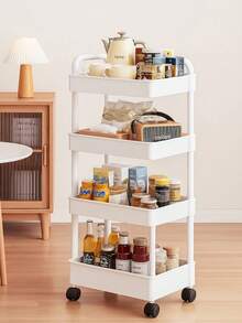 Carrito Auxiliar de 4 Niveles  Ideal para Cocina, Baño u Oficina - Negro - Ver 5