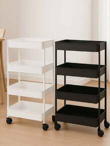 Carro Auxiliar de 4 Niveles, Organizador Portátil de Metal con Canastas Amplias - Negro - Ver 1