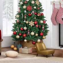 Best Choice Products Artificial Christmas Tree, 6ft Premium Unlit Hinged Design, Dense Branches Realistic Holiday Decor​Easy Assembly, Base Home Decor Christmas Decorations Room Decor Winter