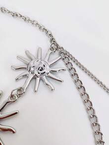 1pc Women's Fashionable Gold Metallic Sunflower Chain Waist Belt, Casual Tassel Flower Body Chain Accessory Fall, Autumn, Halloween - Gold - View 10