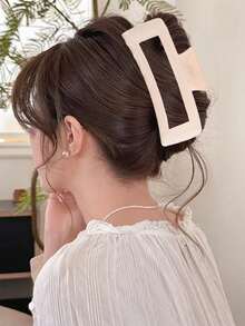 4pcs Glossy Solid Color & Leopard Print Extra Large Square Hair Claw Clips, Creaseless Ponytail Holder, High-End Hollow Shark Design, Suitable For Outdoor, Party, Holiday, Birthday, Ideal Gift Winter Hair Accessories Elegant Hair Clutch