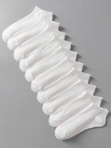 1双/10双 白色简约百搭透气防滑时尚女士短袜 - 白色 - 查看 8