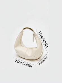 Vintage Crescent Bag, Patchwork Design, Metal Handle, Shoulder/Underarm Bag - Multicolor - View 4