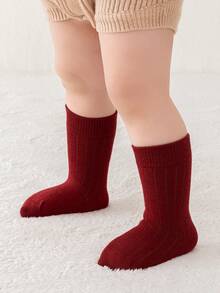 5 par bezszwowych skarpetek w jednolitym kolorze dla maluchów, uniwersalne skarpetki dla rodziców i dzieci, jesień/zima - Wielokolorowe - Zobacz 3