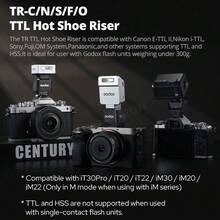 Godox Godox TR TTL Hot Shoe Riser Compatible With Canon E-TTL II Nikon I-TTL Fujifilm OM System TTL Systems For IT20 IT22 IT30PRO