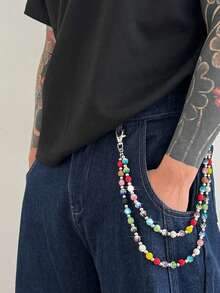 1pc Fashionable Elegant Minimalist Multi-Layer Crystal Chain Waist Chain, Men's Personalized Body Chain, For Pants Decoration, Daily Party Wear, Couples Jewelry, Holiday Gift