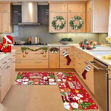 1/2/3pcs Christmas Kitchen Rug Set, Featuring Santa Claus, Snowflakes And Holiday Vibes - Machine Washable, Durable, Non-Slip, Suitable For Kitchen Floor - Multicolor - View 9