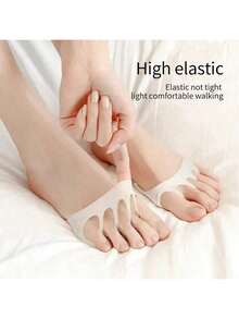 2pairs Women's Five-Toe Forefoot Pads For High Heels, Comfortable Half Insoles For Foot Care, Non-Slip Toe Socks Inserts,Autumn And Winter Heels Have Half Socks, Daily Shoe Accessories, Insole