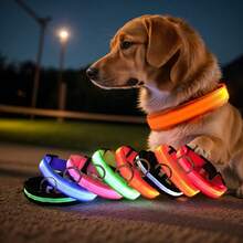 1pc Adjustable Luminous Striped Dog/Cat Collar, Pet Safety Glow Collar For Nighttime