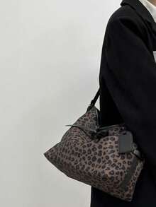 Vintage Chic Leopard Print Underarm Bag, Large Capacity Casual Shoulder Tote Bag For Women, Versatile For Commuting, Daily Outing And Shopping - Nhiều màu - Xem 4