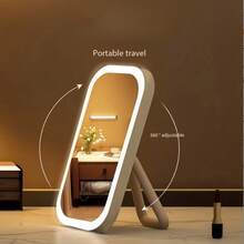 مرآة الزينة المضاءة ذكية قابلة للتعتيم بشاشة اللمس، مرآة زينة لطاولة الاستعداد، غرفة النوم، غرفة تبديل الملابس، مرآة قابلة للدوران 360 درجة، قابلة لإعادة الشحن عبر منفذ USB، هدية عيد الحب، هدية عيد الام، هدية للبنات