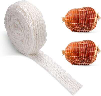 3m Meat Netting Roll, Size 18, Elastic Ham Netting Oked Meat Poultry Ham Netting Beef Netting Precut Butcher Twine Netting For Meat Cooking Meat Sausage Making