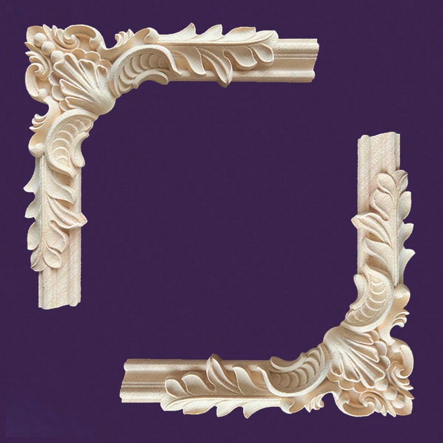 2pcs/4pcs Unfinished Wooden Carved Corner Onlays, Wooden Trims With Intricate European Style Relief Patterns, Suitable For Cabinets, Doors, Furniture, Walls, Entryways, Stairs Decoration, DIY Decor