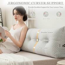 Soft Headboard Pillow Bed Wedge Pillow For Headboard With Side Pockets Dorm Headboard Twin Full Queen King Backrest Pillow, Bed Bolster Pillows For Back Support With Removable Cover - 淺灰色 - 查看 2