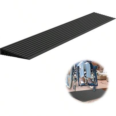 1 Rise Threshold Ramps For Doorways 2000 Lbs Load Capacity 35.5 Wide Natural Rubber Power Wheelchair Ramp Is Adjustable And Cuttable For Doorways Curb Sweeper Power Scooters Bathroom