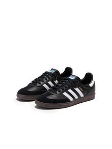 Adidas Giày nữ Samba kiểu dáng thường ngày, nhẹ, êm ái, thoáng khí, đế dày, có logo, thân thiện với da, đa năng, làm từ da, thích hợp đi làm hàng ngày, tập gym, đi học, thư giãn, du lịch. Mã sản phẩm: IE3676 - Đen và trắng - Xem 2