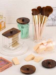 4 paquetes de envases cosméticos Qtip, dispensador de bastoncillos de limpieza cosméticos redondos de 10/7 onzas, botella de medicina con tapa de bambú para organización y almacenamiento (marrón), para vacaciones en la playa, colección de baño, colección de dormitorio, gran capacidad - Café integral - Ver 5