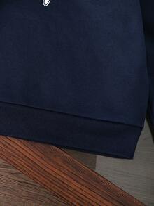 Young Boy Letter Print Warm Hoodie Sweatshirt