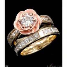 Flower Stacked Inlaid Ring, Bright Center With Side Embellishment, Suitable For Romantic Festivals Such As American Valentine's Day And Weddings - hai màu - Xem 6