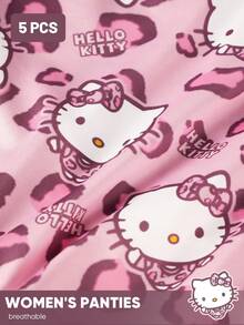 Sanrio 5pcs/Pack Women's Cute Hello Kitty Printed Comfortable Cotton Panties
