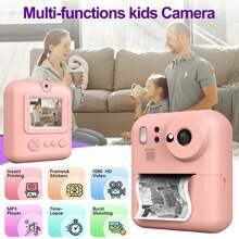 Kids Camera Instant Print, Selfie Digital Camera With 1080P Videos,Toddler Portable Travel Camera Toy For 3-9 Year Old Boys Girls(Included 32GB Card),Birthday Gifts For Kids Age 3-12