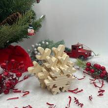 3pcs Unfinished Christmas Decorations, Winter Snowflake Decor, Christmas Tree, Snowflake, Star Craft Wood Slices, Layered Tray Decor, DIY Craft Wood Shapes, DIY Christmas Decor Blank Wood Slices, Home Decor, Room Decor, Christmas Ornaments - Wood Color - View 2
