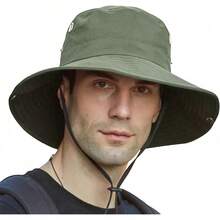 AI-PIKA Sombreros del Sol para Hombre,Sombreros para Hombre con Protección UV UPF 50+,ala Ancha,Impermeables,Transpirables para Ciclismo,Acampar,Pescar,Caminar - Verde - Ver 3